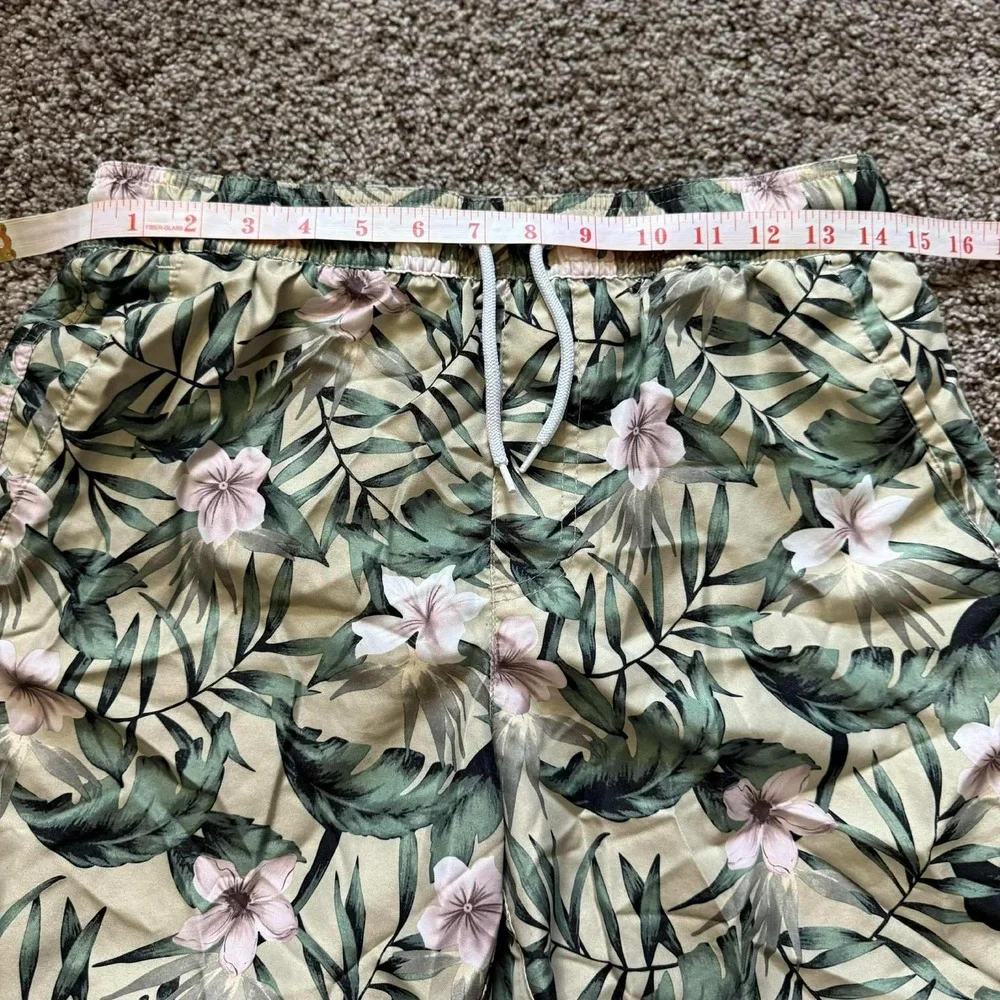 Forever 21 Floral Swim Trunks Tropical Drawstring Shorts Men's Small‎